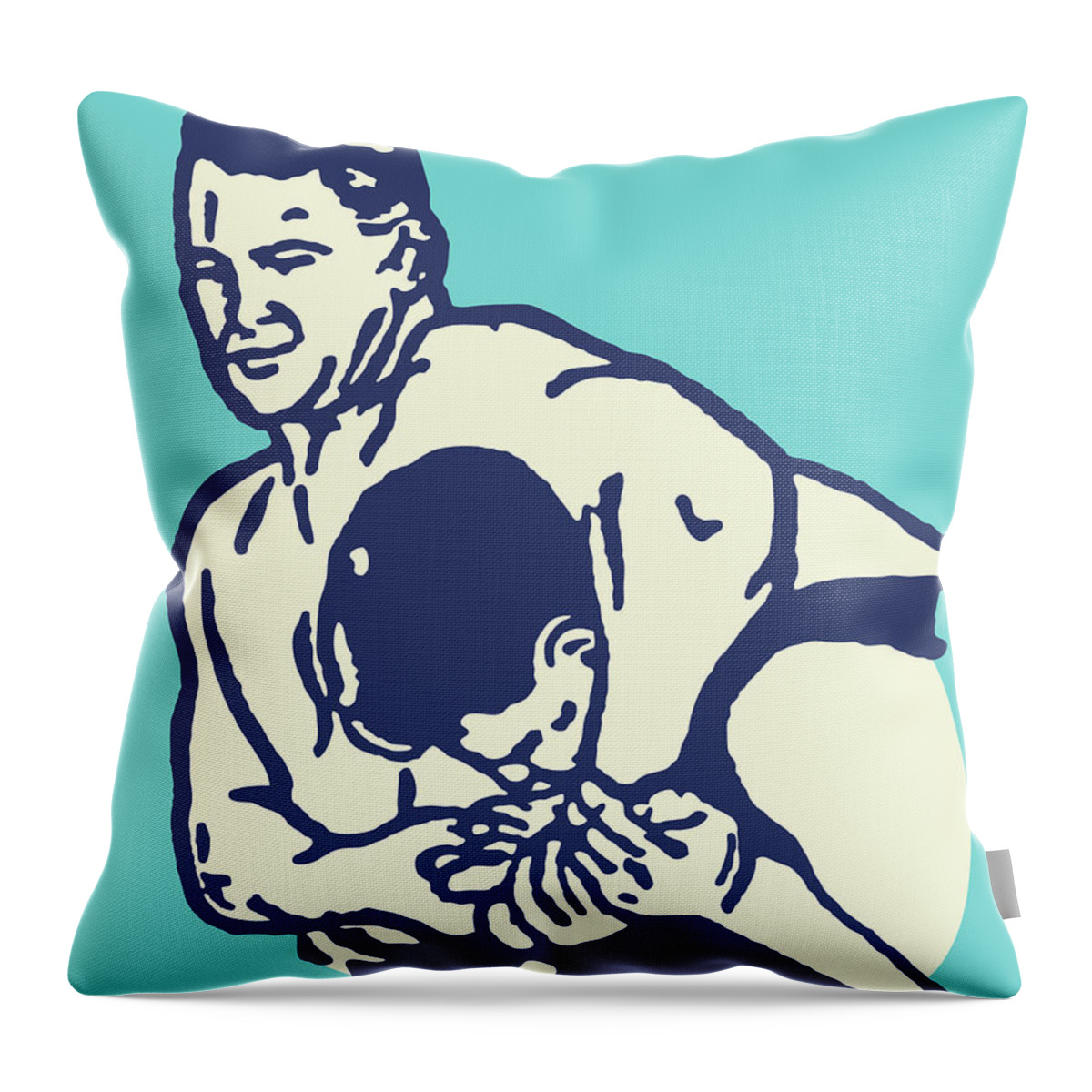 Action Throw Pillow featuring the drawing Wrestling Match by CSA Images