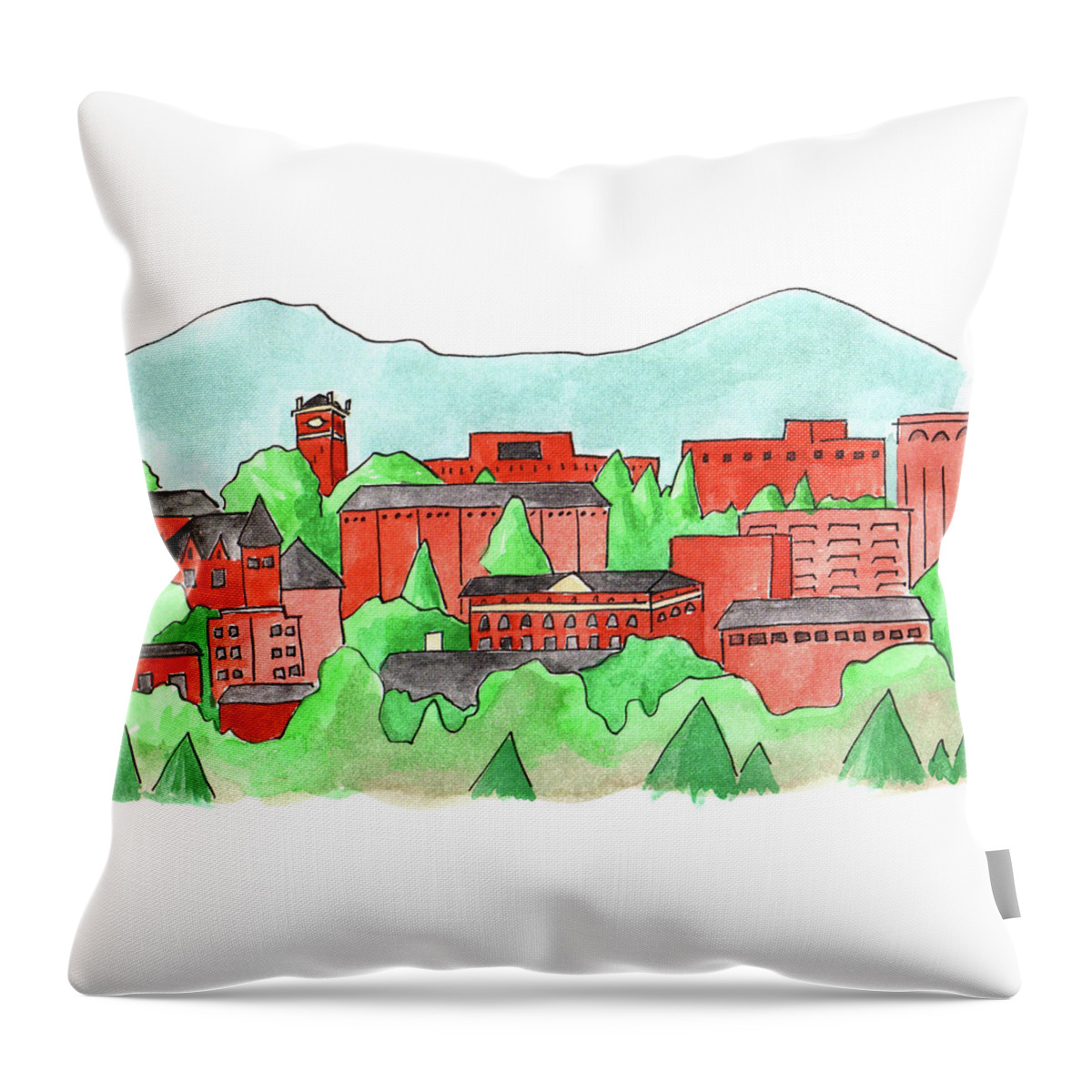 Art Throw Pillow featuring the painting WSU Pullman by Anna Elkins