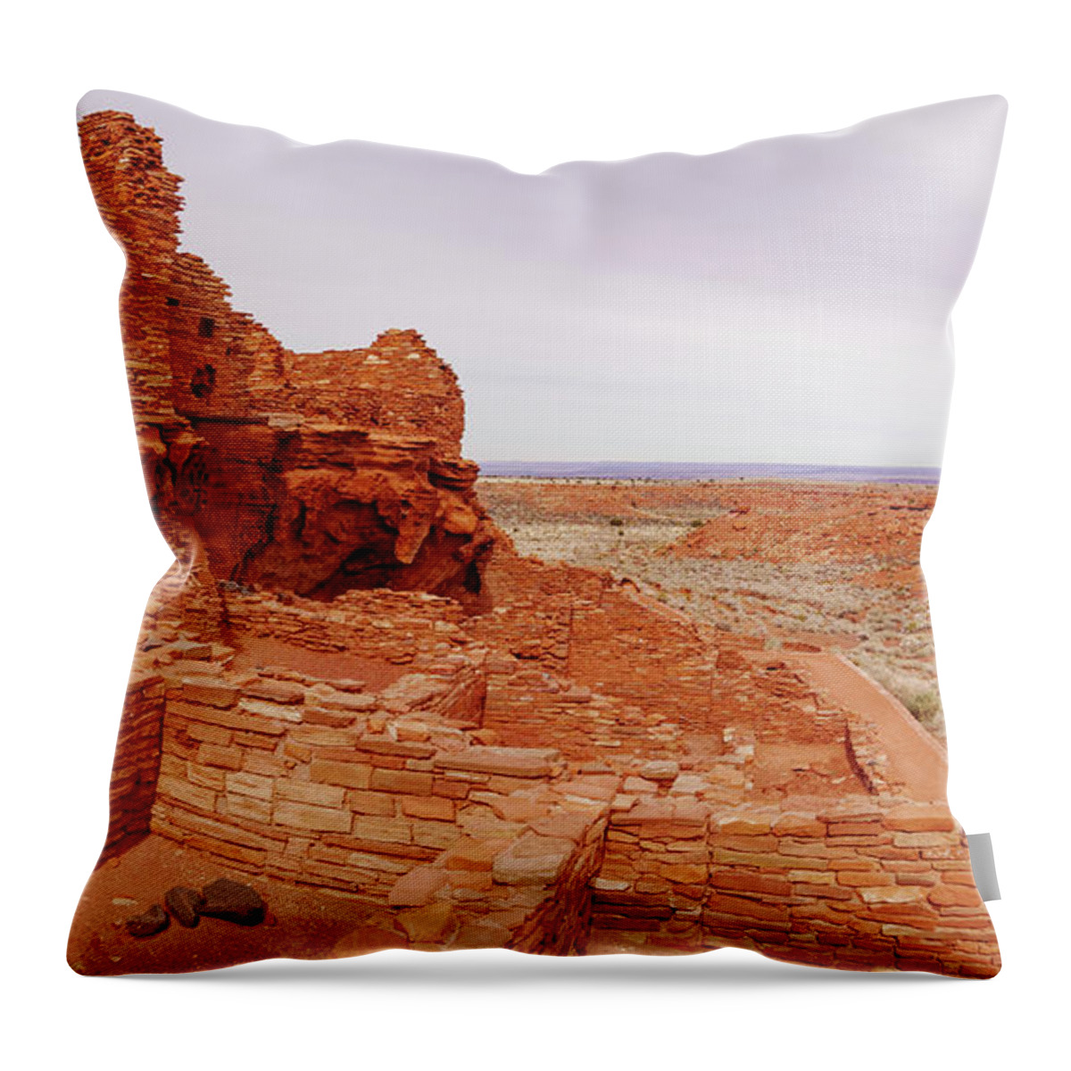 American Southwest Throw Pillow featuring the photograph Wupatki Ruin Panorama by Todd Bannor