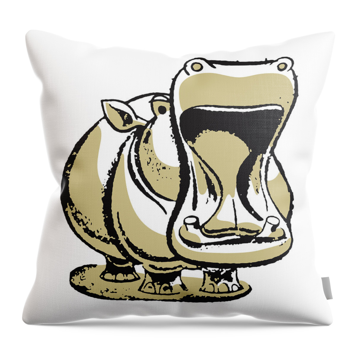 Africa Throw Pillow featuring the drawing Yawning Hippopotamus by CSA Images
