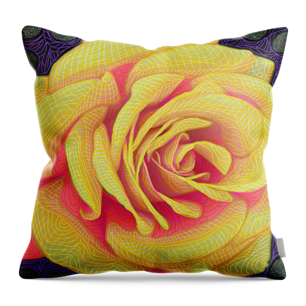 Rose Throw Pillow featuring the digital art Yellow Beauty by Rod Whyte