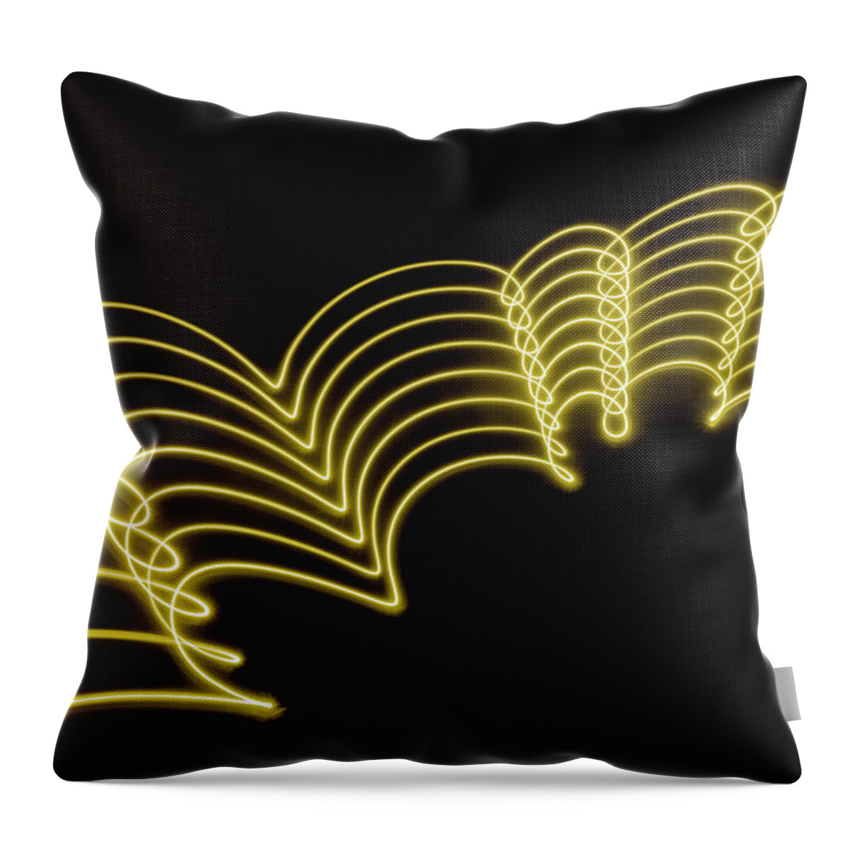 Curve Throw Pillow featuring the photograph Yellow Gold Abstract Lights Trails And by John Rensten