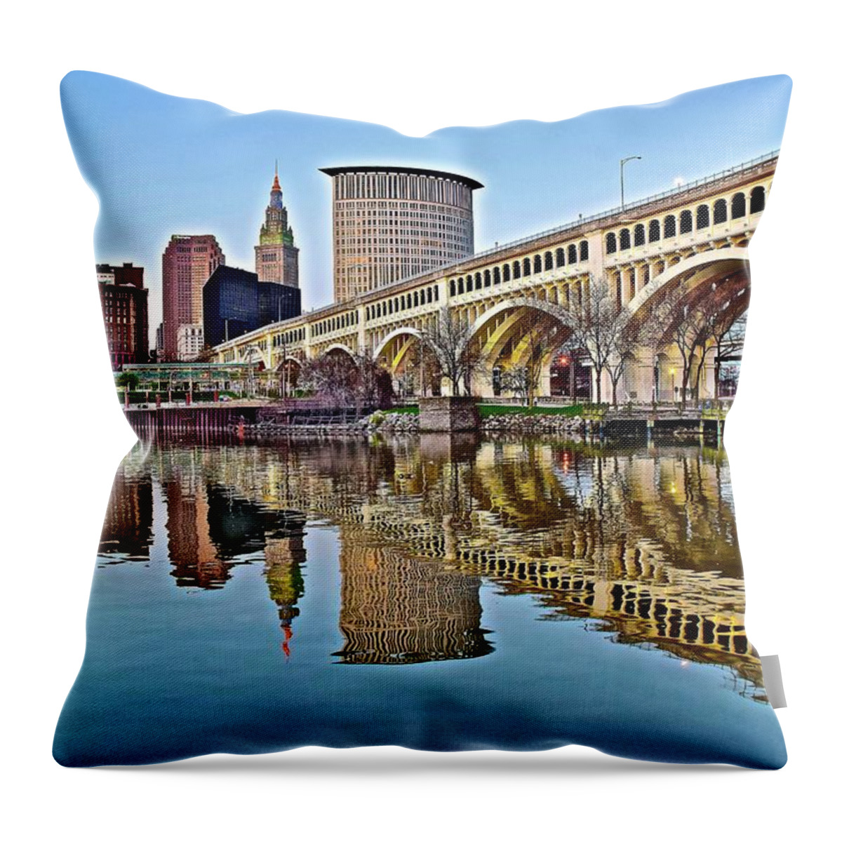 Cleveland Throw Pillow featuring the photograph Yet Another Picture Perfect Day in Cleveland by Frozen in Time Fine Art Photography