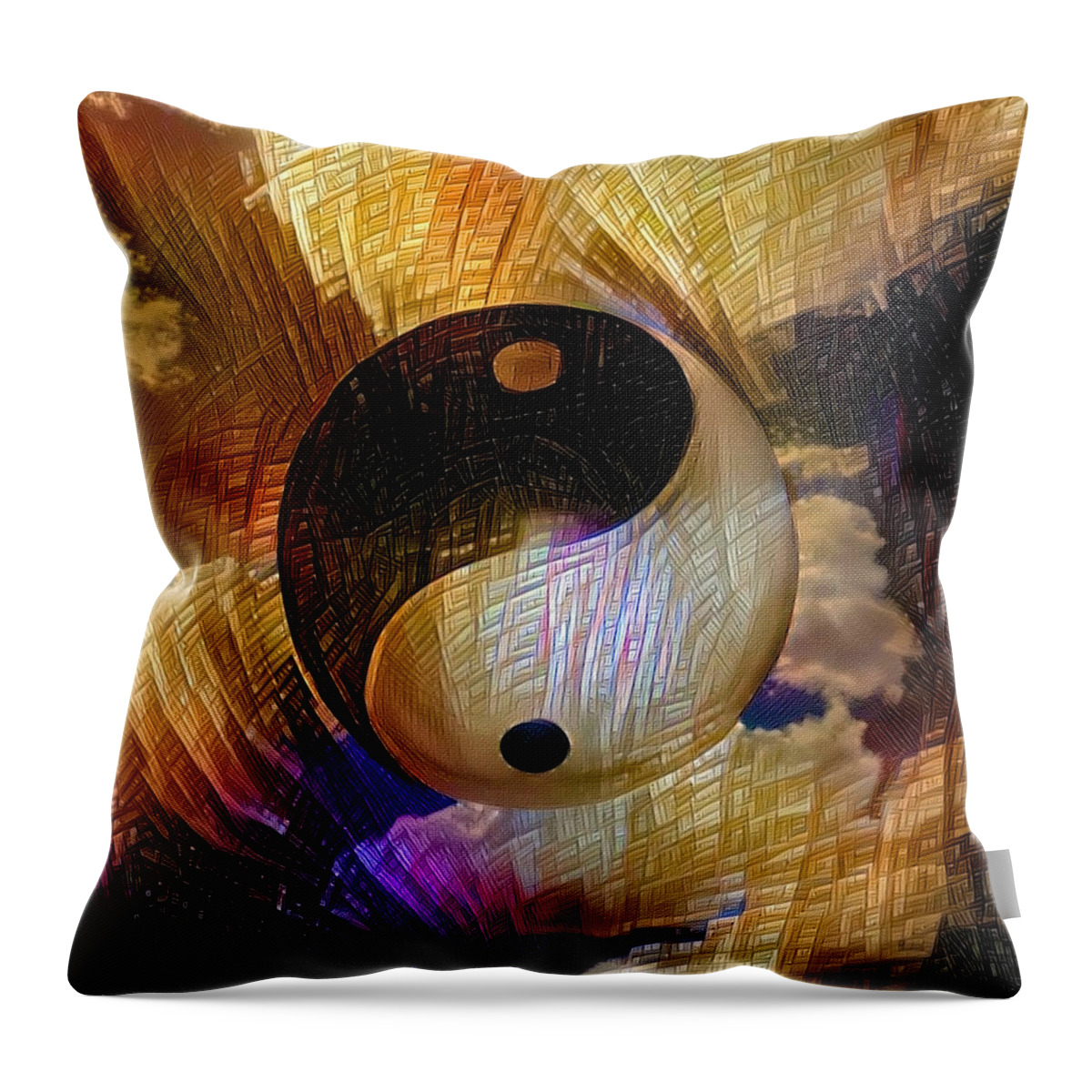 Abstract Throw Pillow featuring the digital art Yin Yang by Bruce Rolff