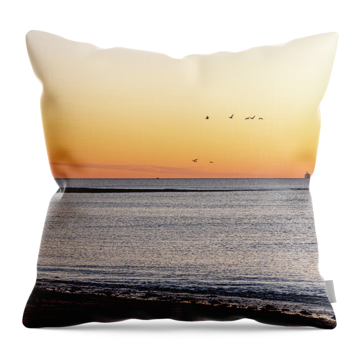Winthrop Throw Pillow featuring the photograph Yirrell Beach Sunrise Winthrop MA North Shore by Toby McGuire