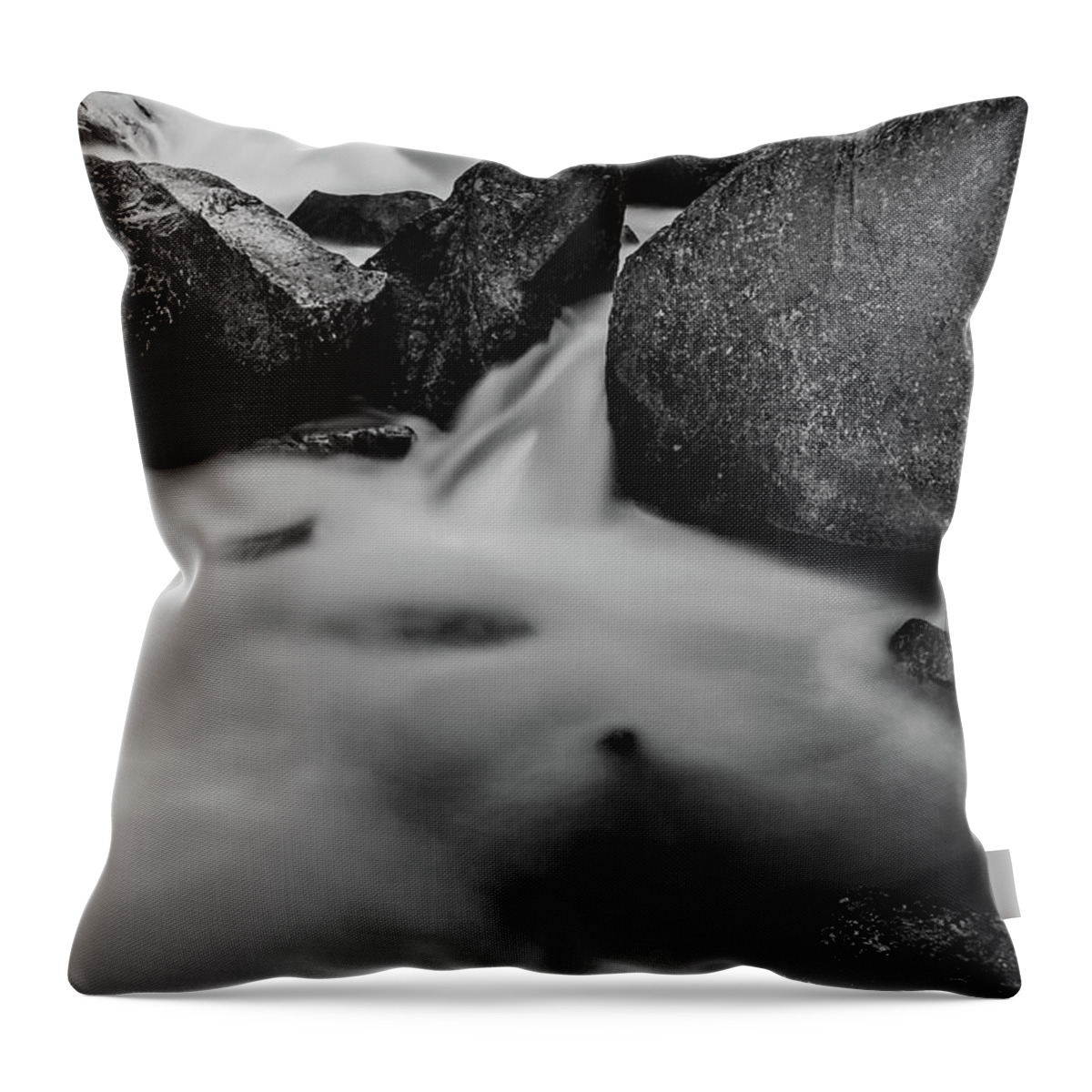 Black And White Throw Pillow featuring the photograph Yosemite, Vernal Falls Detail by Julieta Belmont
