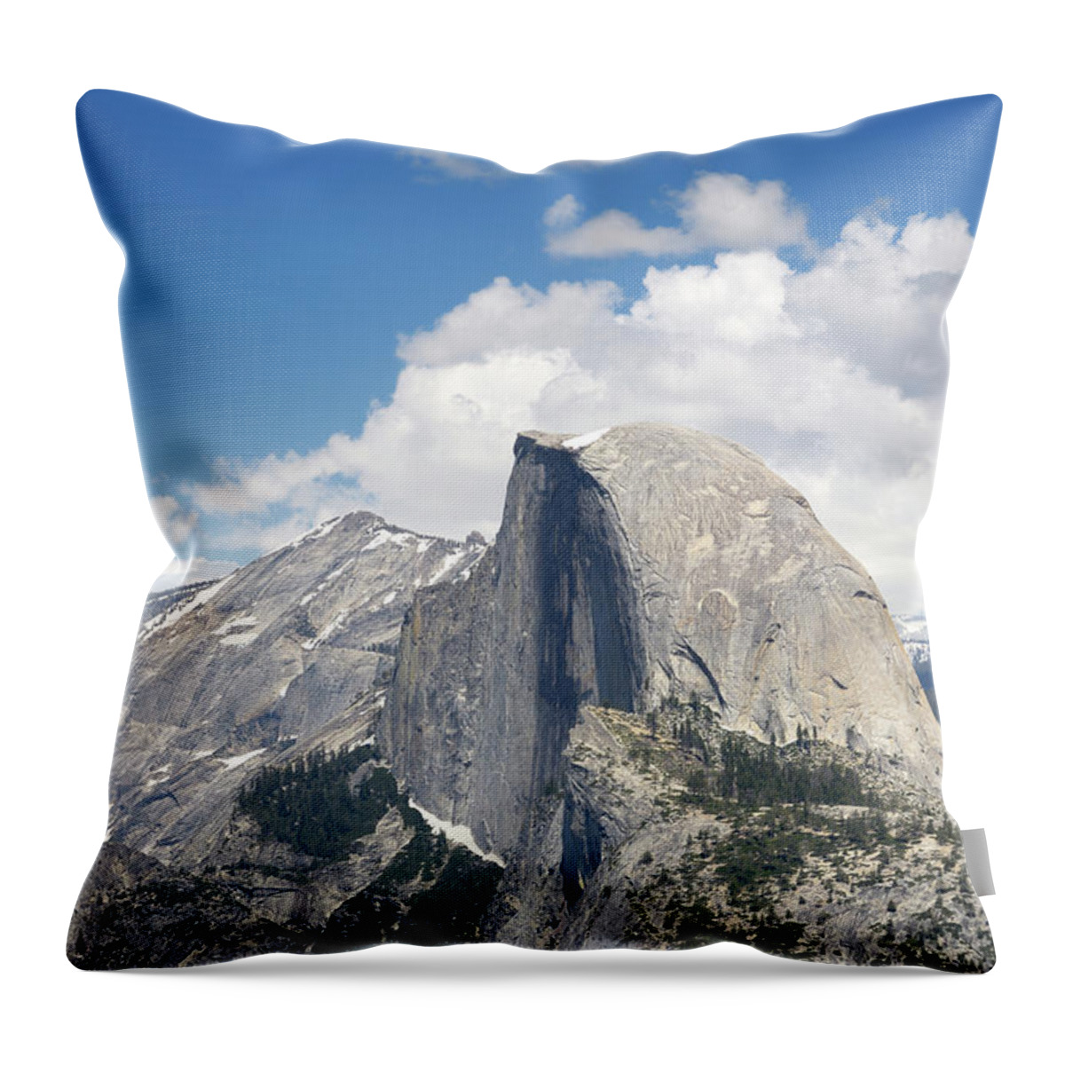 Scenics Throw Pillow featuring the photograph Yosemites Half Dome And Snow Covered by Gomezdavid