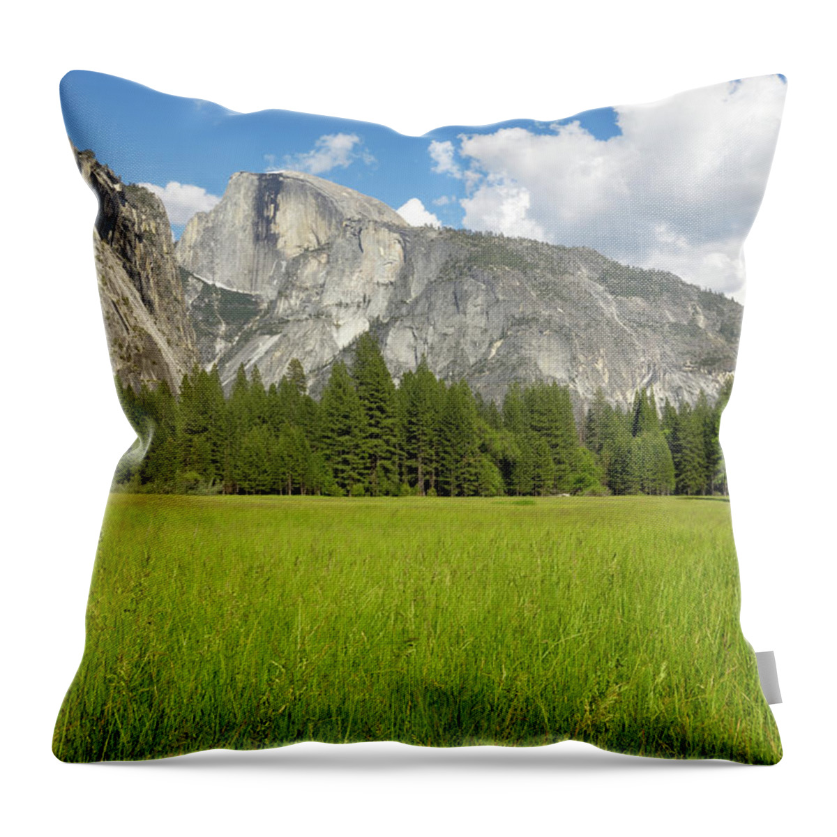 Scenics Throw Pillow featuring the photograph Yosemites Half Dome In The Spring by Gomezdavid