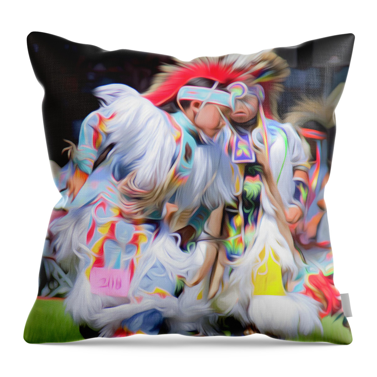 Celebration Throw Pillow featuring the photograph Young Grass Dancers by Theresa Tahara