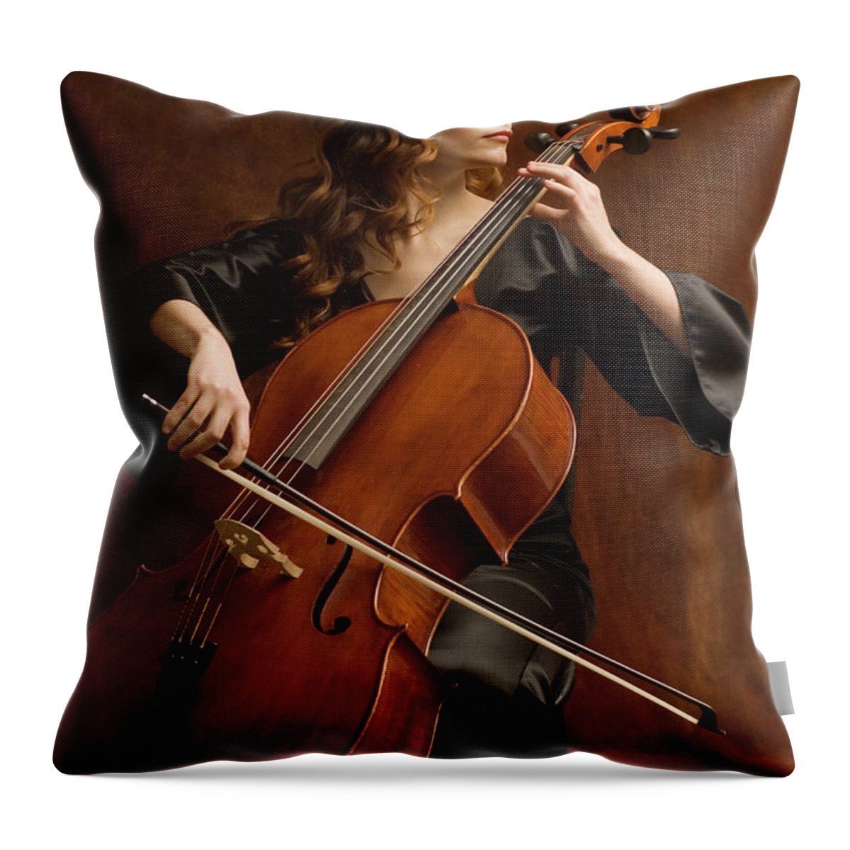 Expertise Throw Pillow featuring the photograph Young Woman Playing Cello by Pm Images