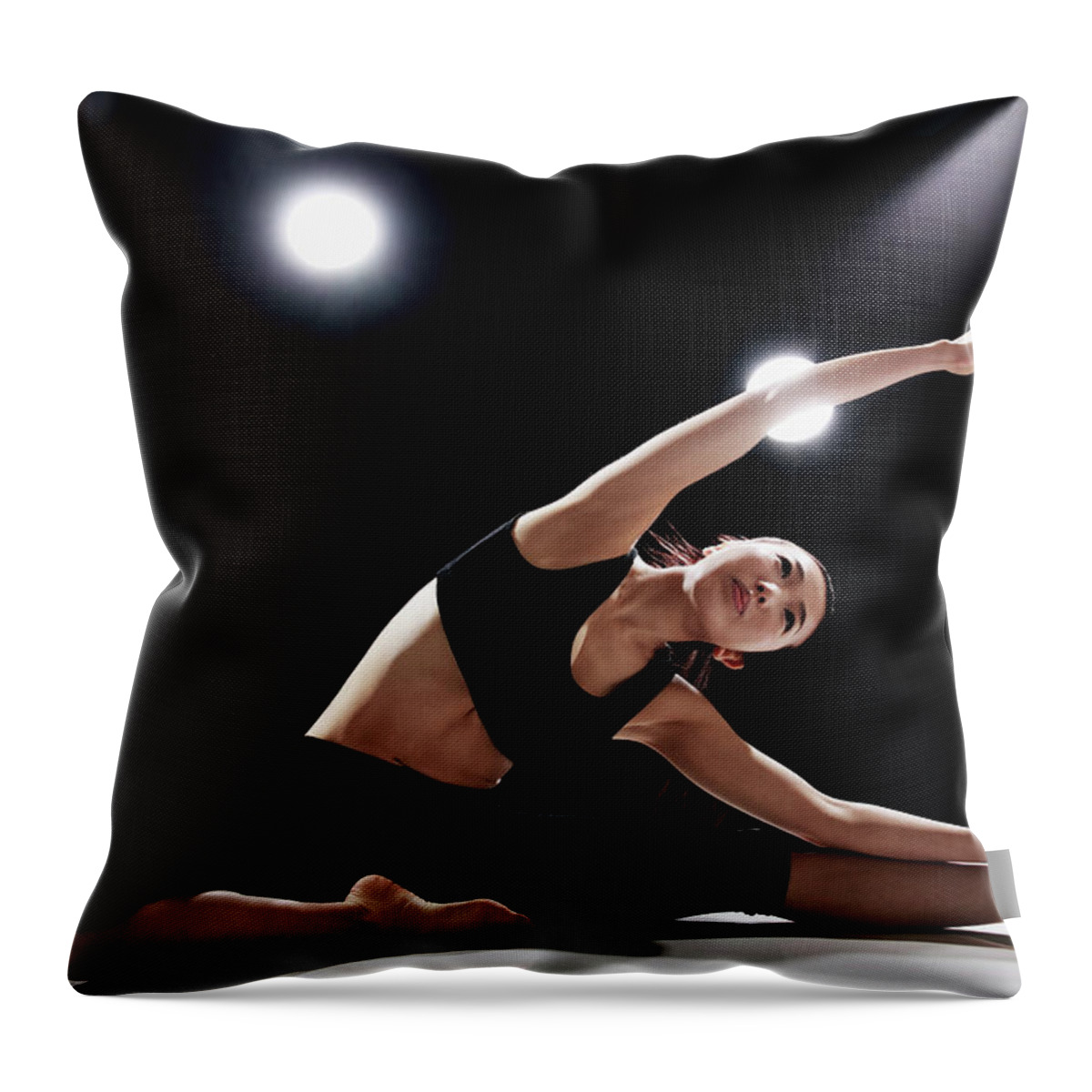People Throw Pillow featuring the photograph Young Woman Stretching by Runphoto