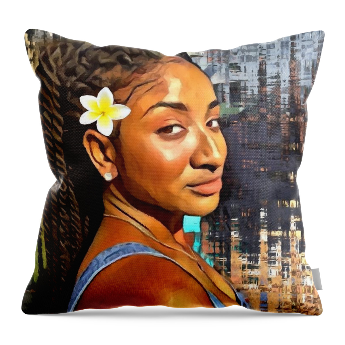 Beautiful Throw Pillow featuring the mixed media Your Smile by Carl Gouveia