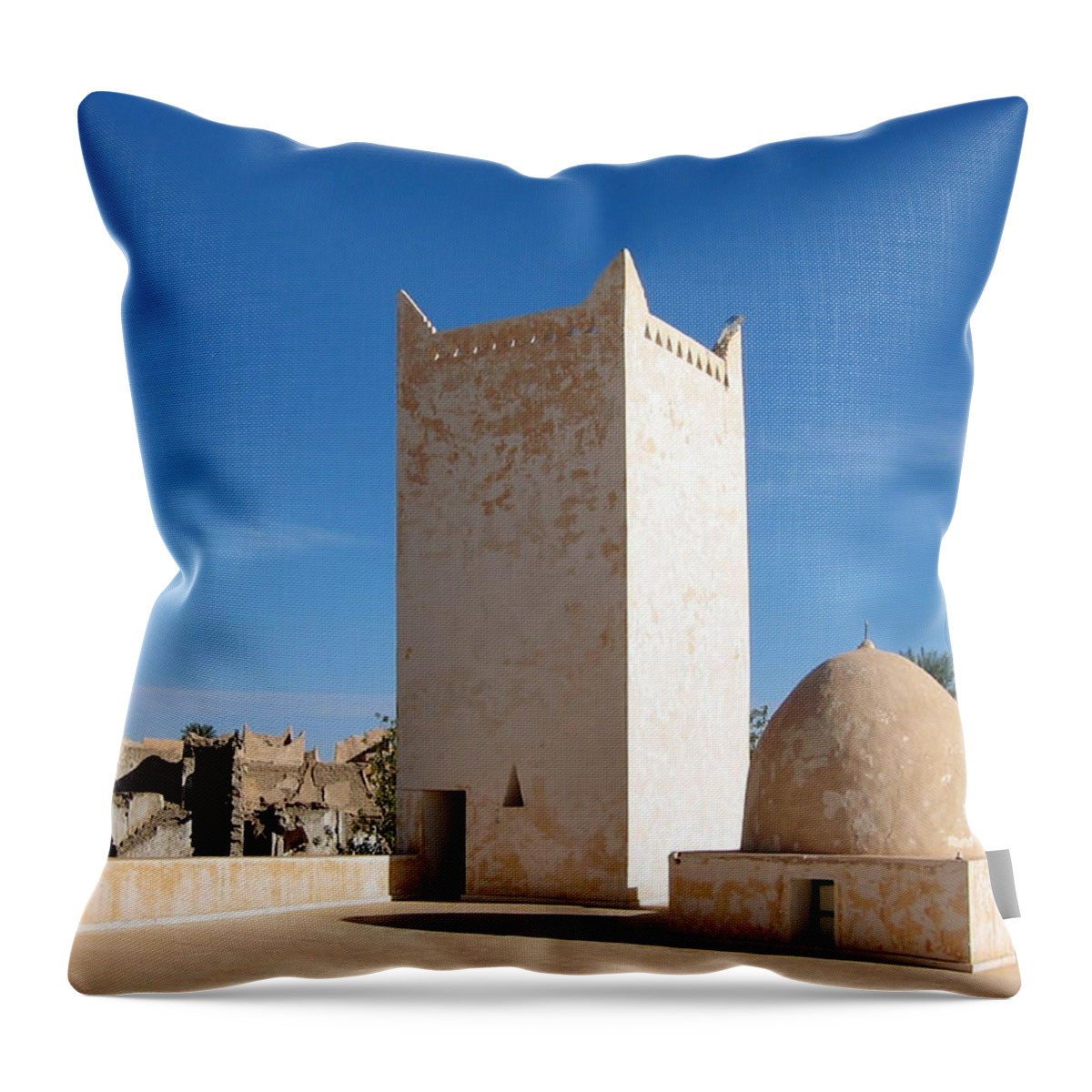 Tranquility Throw Pillow featuring the photograph Yunès Mosque, Ghadamès, Libya by Joe & Clair Carnegie / Libyan Soup