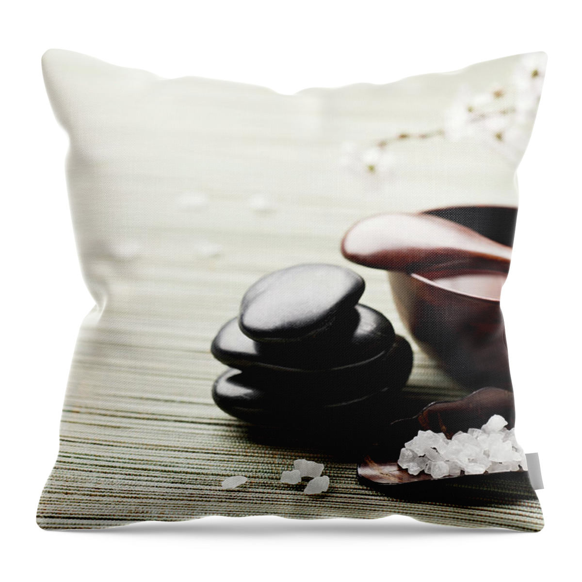 Concepts & Topics Throw Pillow featuring the photograph Zen Spa Rejuvenation Background by Nightanddayimages