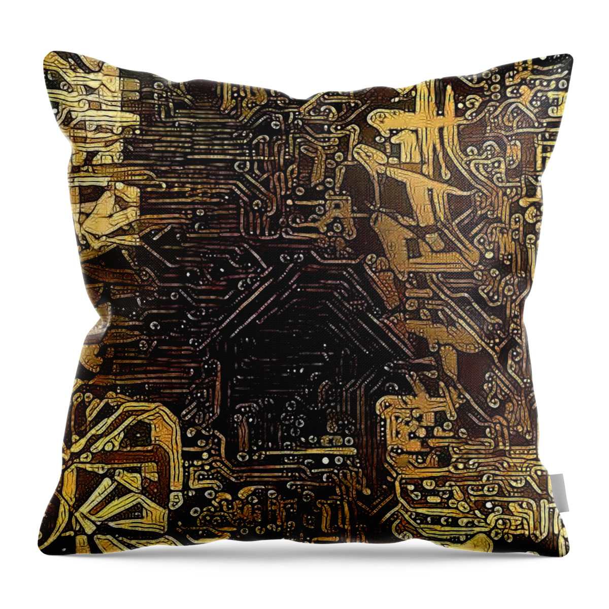 Calligraphy Throw Pillow featuring the digital art Zero Machine Language by Philip Openshaw