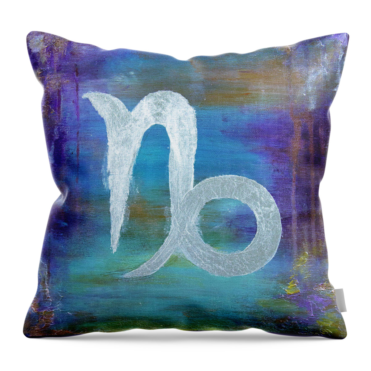 Acrylic Throw Pillow featuring the painting Zodiac Capricorn by Linh Nguyen-Ng