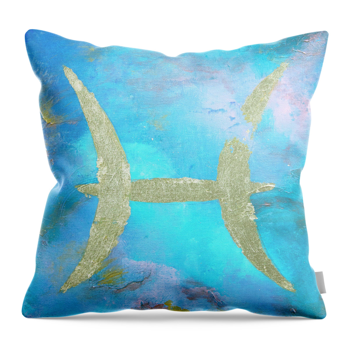 Acrylic Throw Pillow featuring the painting Zodiac Pisces by Linh Nguyen-Ng
