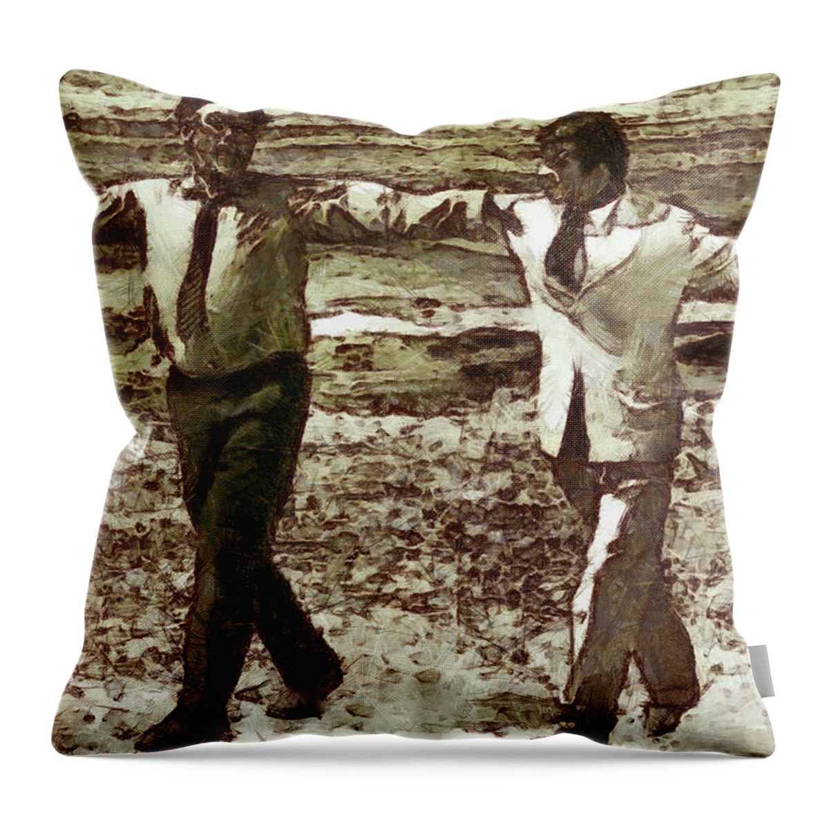 Zorba Dance Throw Pillow featuring the painting Zorba dance by George Rossidis