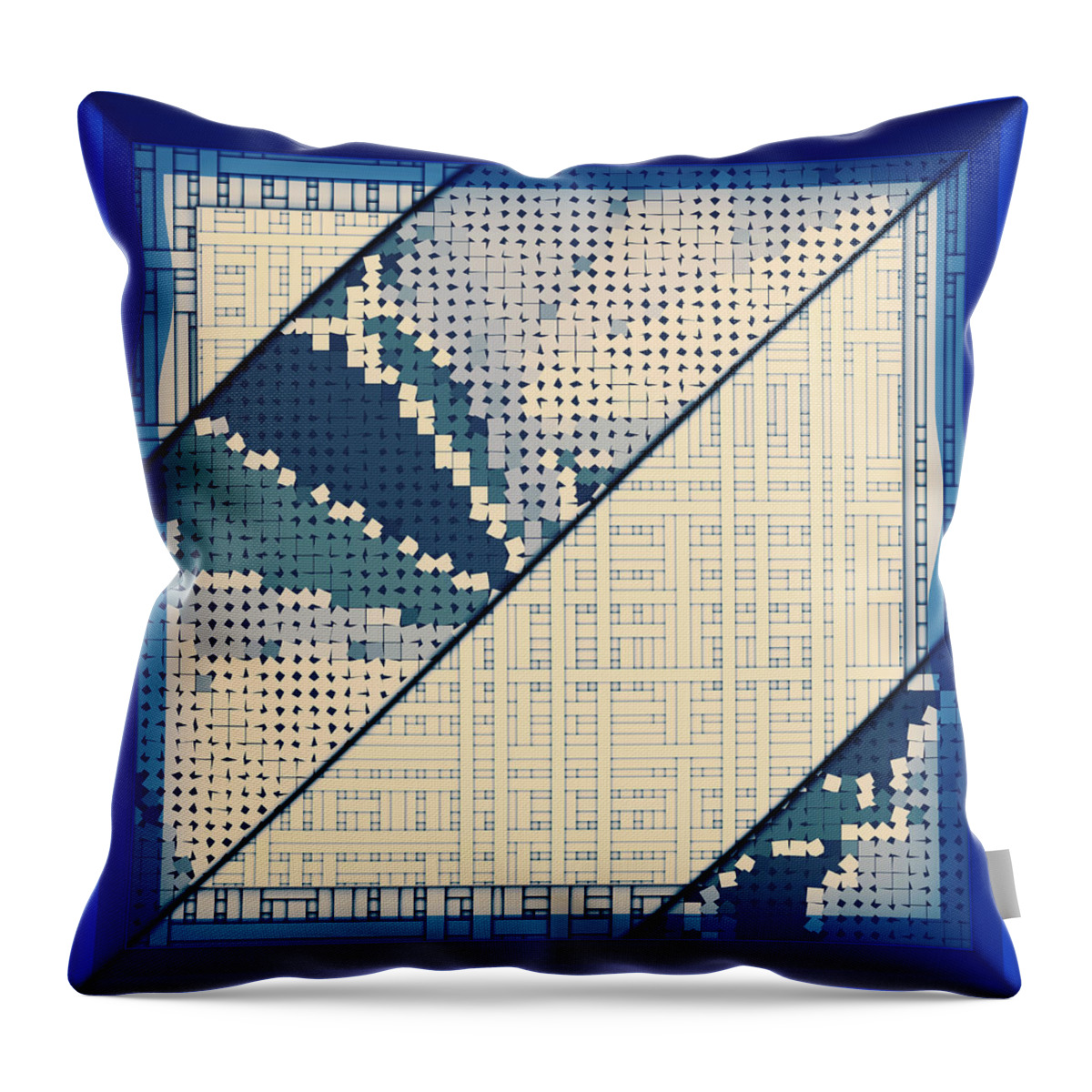 Blue Throw Pillow featuring the digital art # 50 by Marko Sabotin