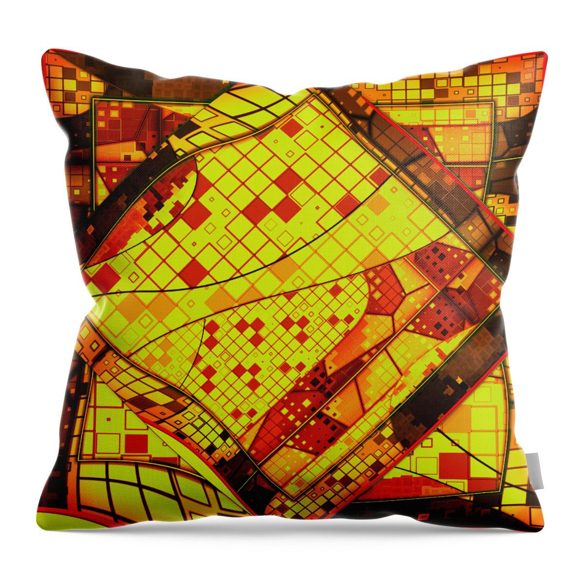 Red Throw Pillow featuring the digital art # 6 by Marko Sabotin