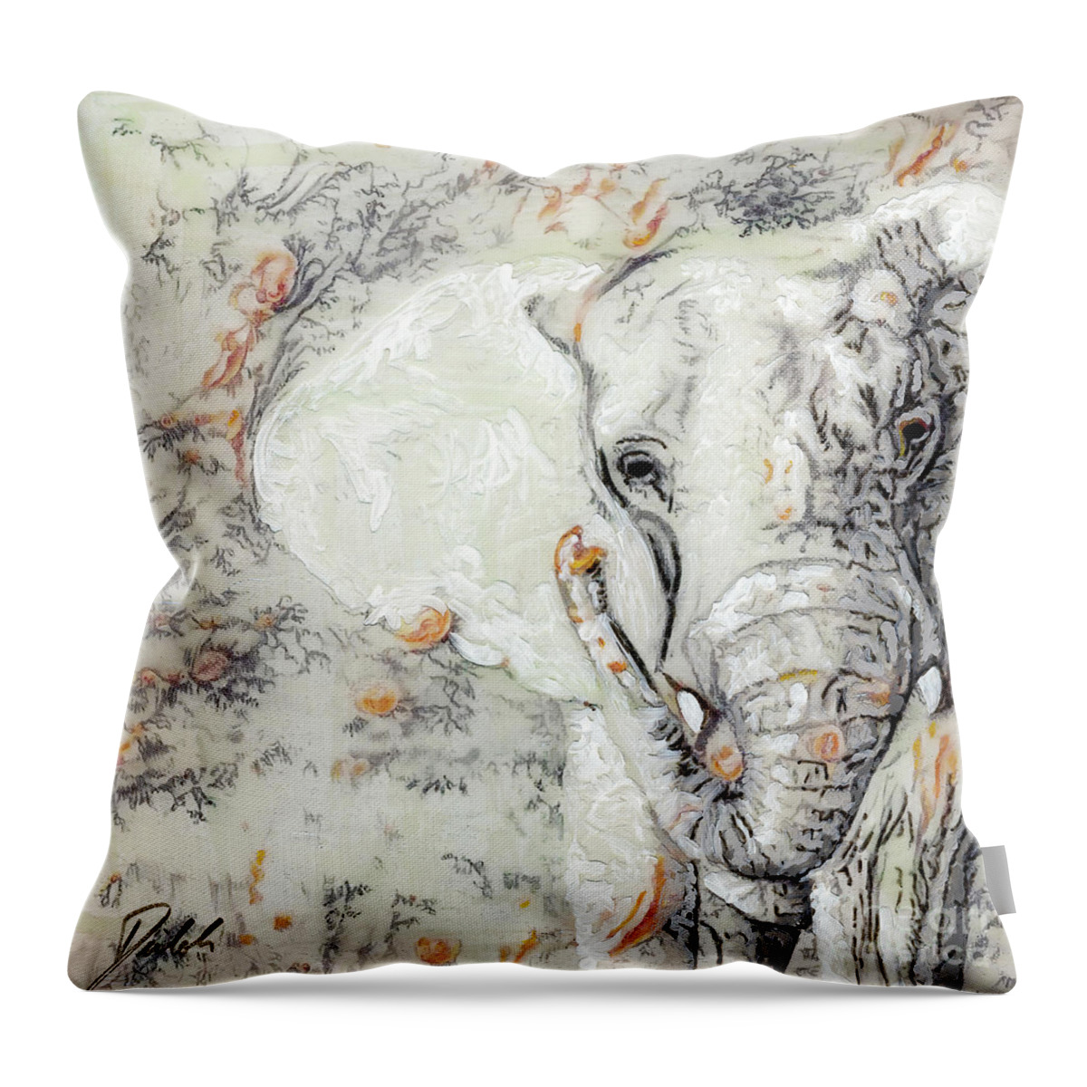 Denise Throw Pillow featuring the painting 07 of 30 Elephant by Denise Deiloh