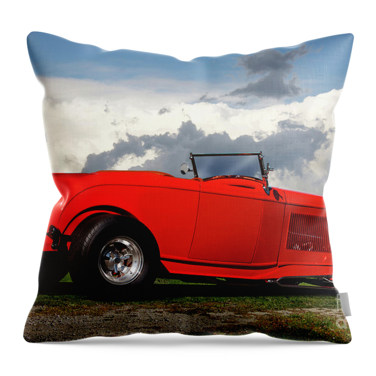 1932 Ford Roadster Throw Pillow featuring the photograph 1932 Ford 'Very Red' Roadster by Dave Koontz