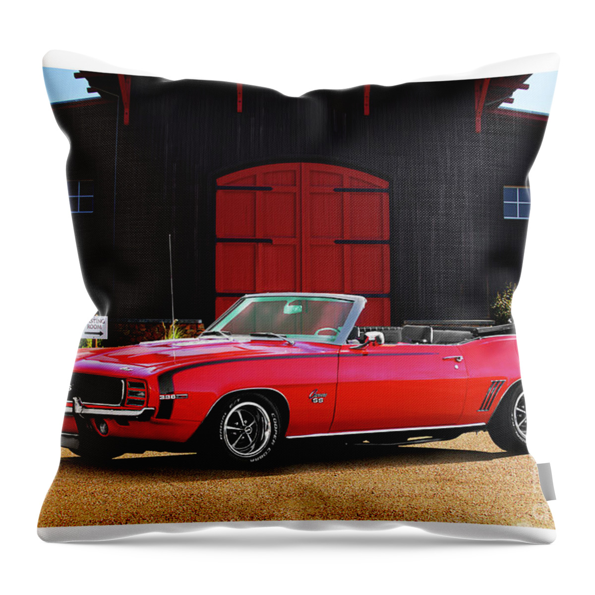 1969 Chevrolet Camaro Ss396 Throw Pillow featuring the photograph 1969 Camaro SS396 Convertible by Dave Koontz