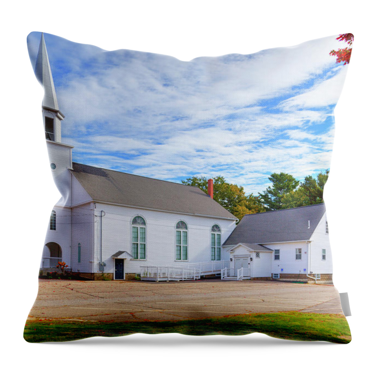 Fine Art Throw Pillow featuring the photograph 1st Congregational Church of Wells I by Robert Harris