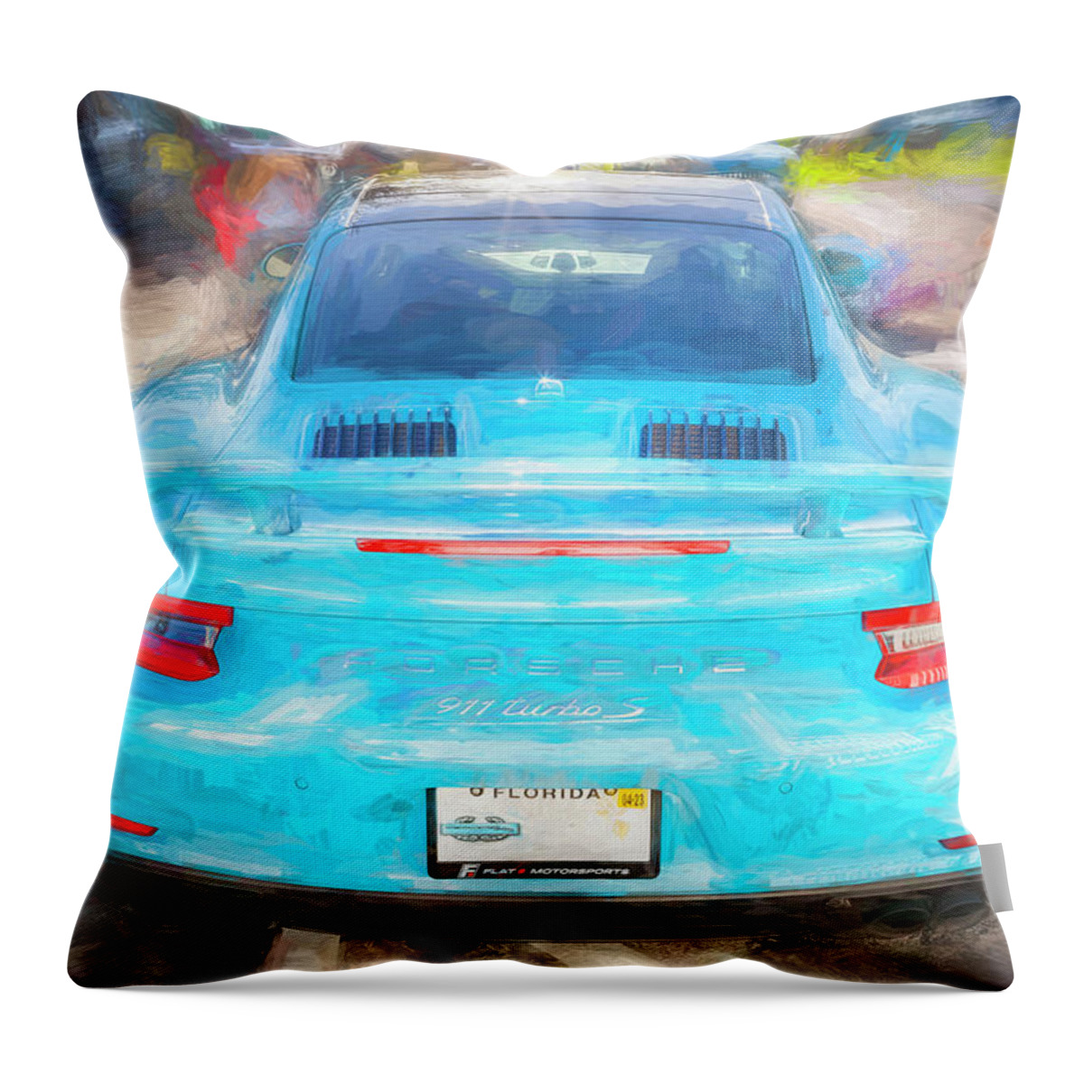 2019 Porsche 911 Turbo S Coupe 991.2 Throw Pillow featuring the photograph 2019 Porsche 911 Turbo S Coupe 991.2 X117 by Rich Franco