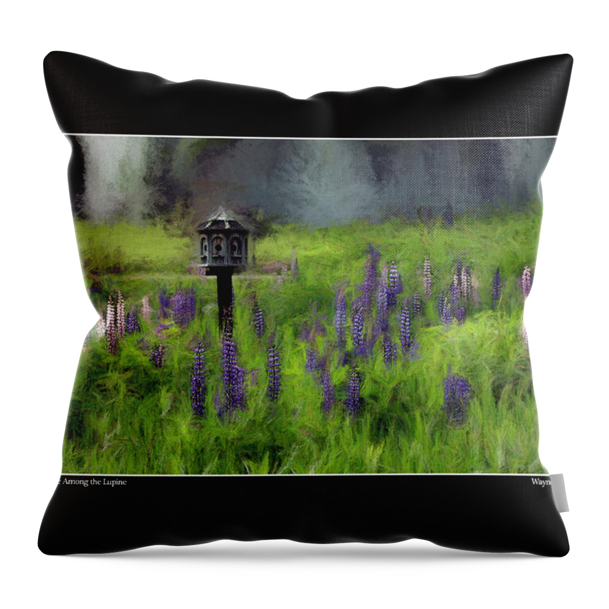 Lupinefest Throw Pillow featuring the photograph A Home Among the Lupine Redux Poster by Wayne King