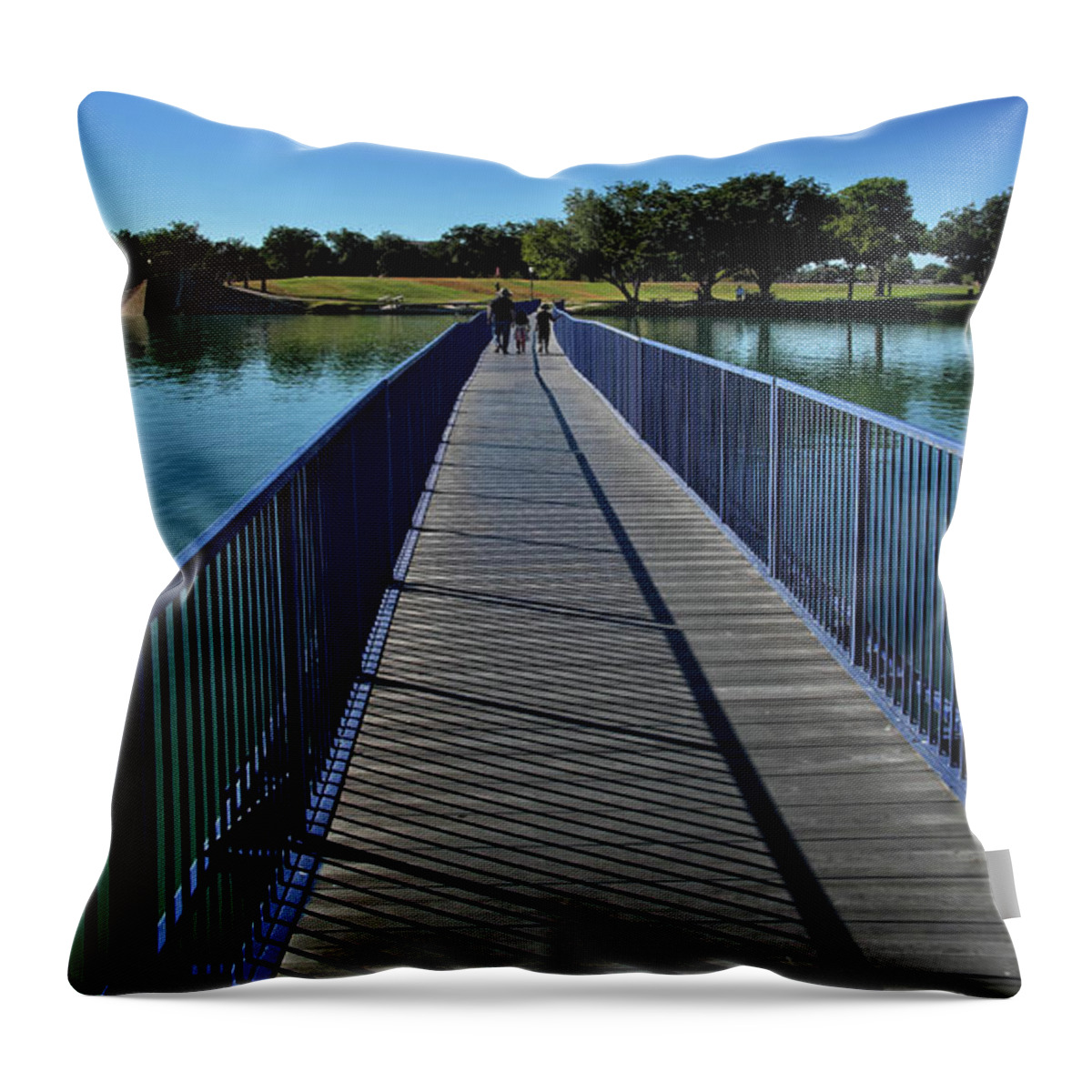 Bridge Throw Pillow featuring the photograph A Stroll Across the Pecos #1 by George Taylor