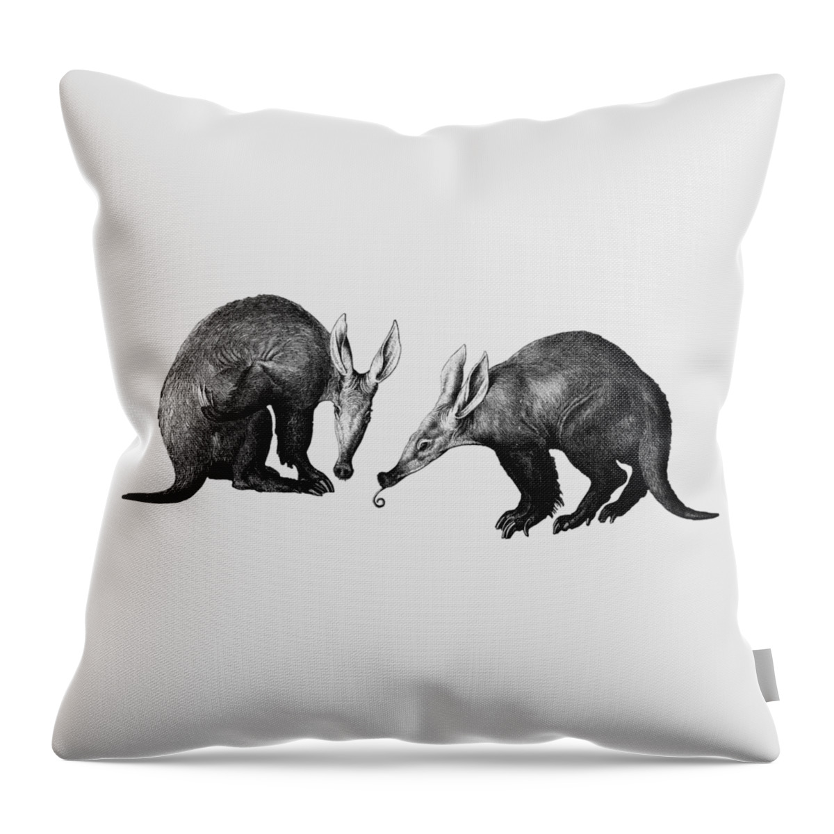 Aardvark Throw Pillow featuring the digital art Ant Bear Twins by Madame Memento