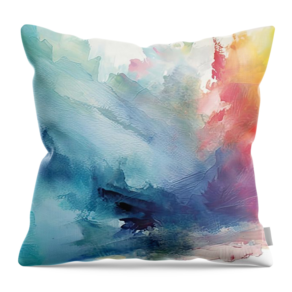 Brush Throw Pillow featuring the painting Abstract acrylic and watercolor brush strokes painted background #1 by N Akkash