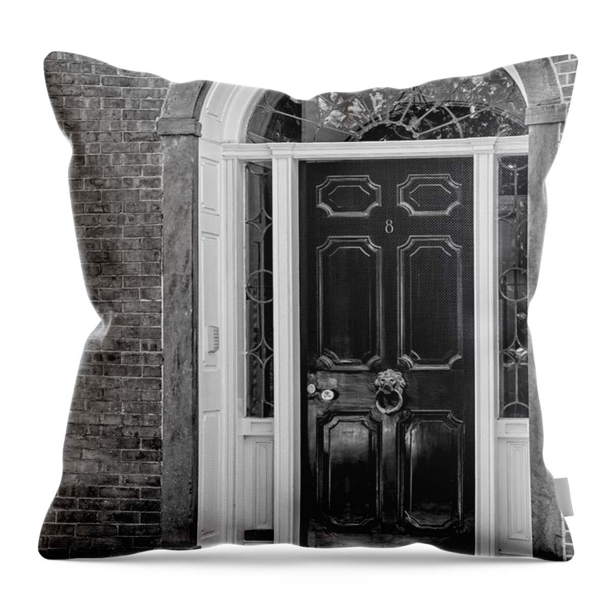 Door Throw Pillow featuring the photograph Acorn Street Red Door #1 by Susan Candelario