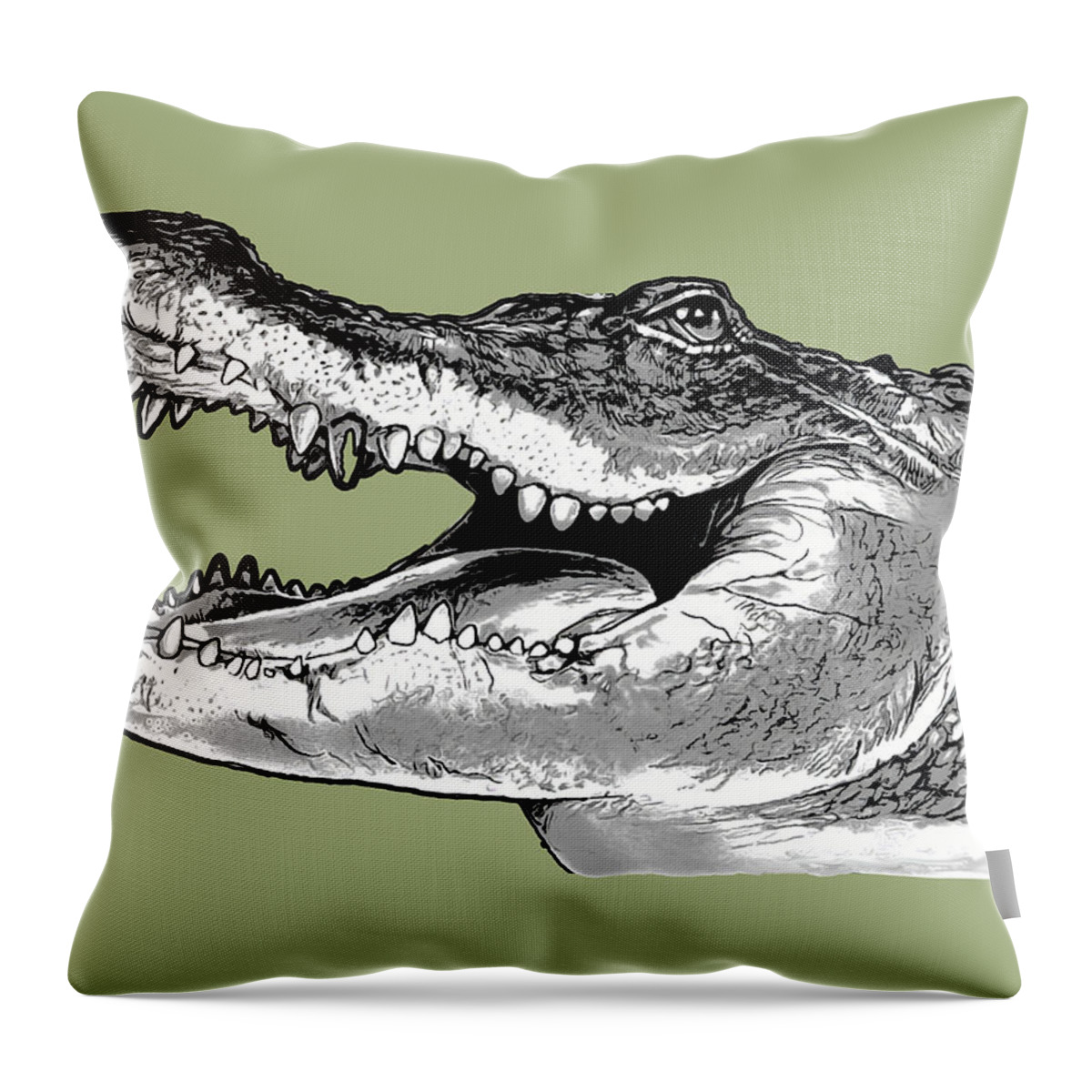 American Throw Pillow featuring the drawing American Alligator #1 by Greg Joens
