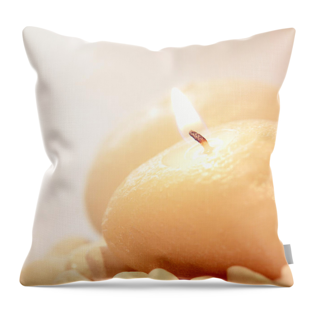 Ambience Throw Pillow featuring the photograph Round Aromatherapy Candle Burning by Olivier Le Queinec
