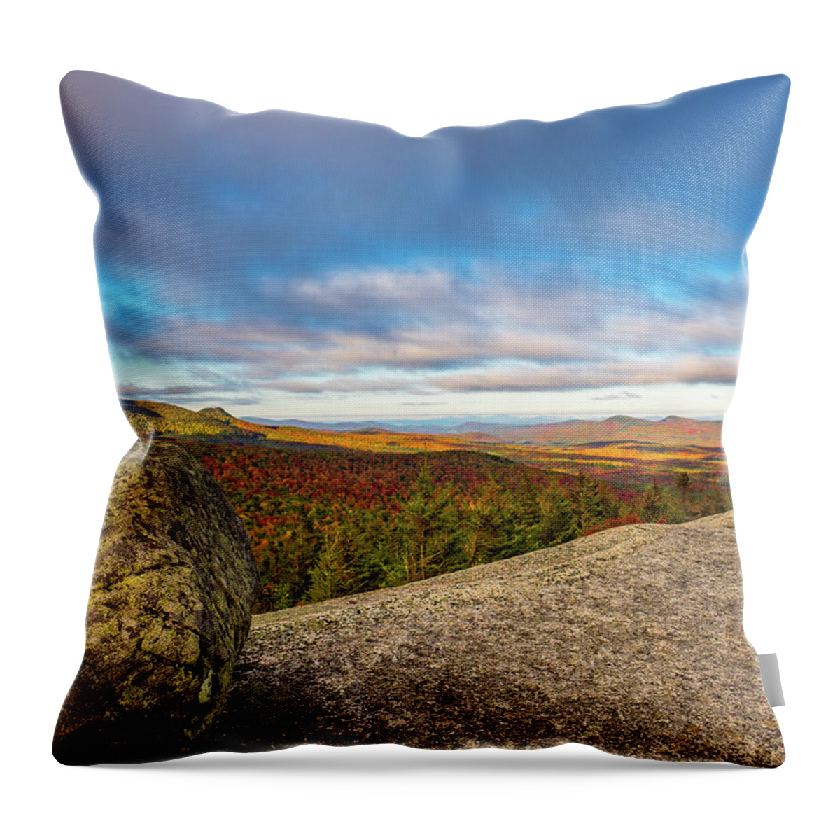 New Hampshire Throw Pillow featuring the photograph Autumn Erratic, Middle Sugarloaf. #1 by Jeff Sinon