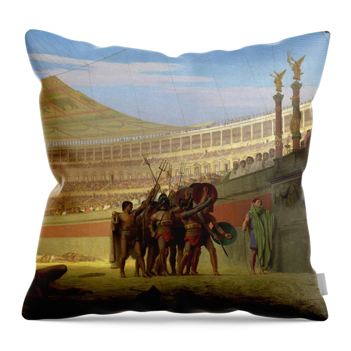 Jean-leon Gerome Throw Pillow featuring the painting Ave Caesar, Morituri te salutant #1 by Jean-Leon Gerome