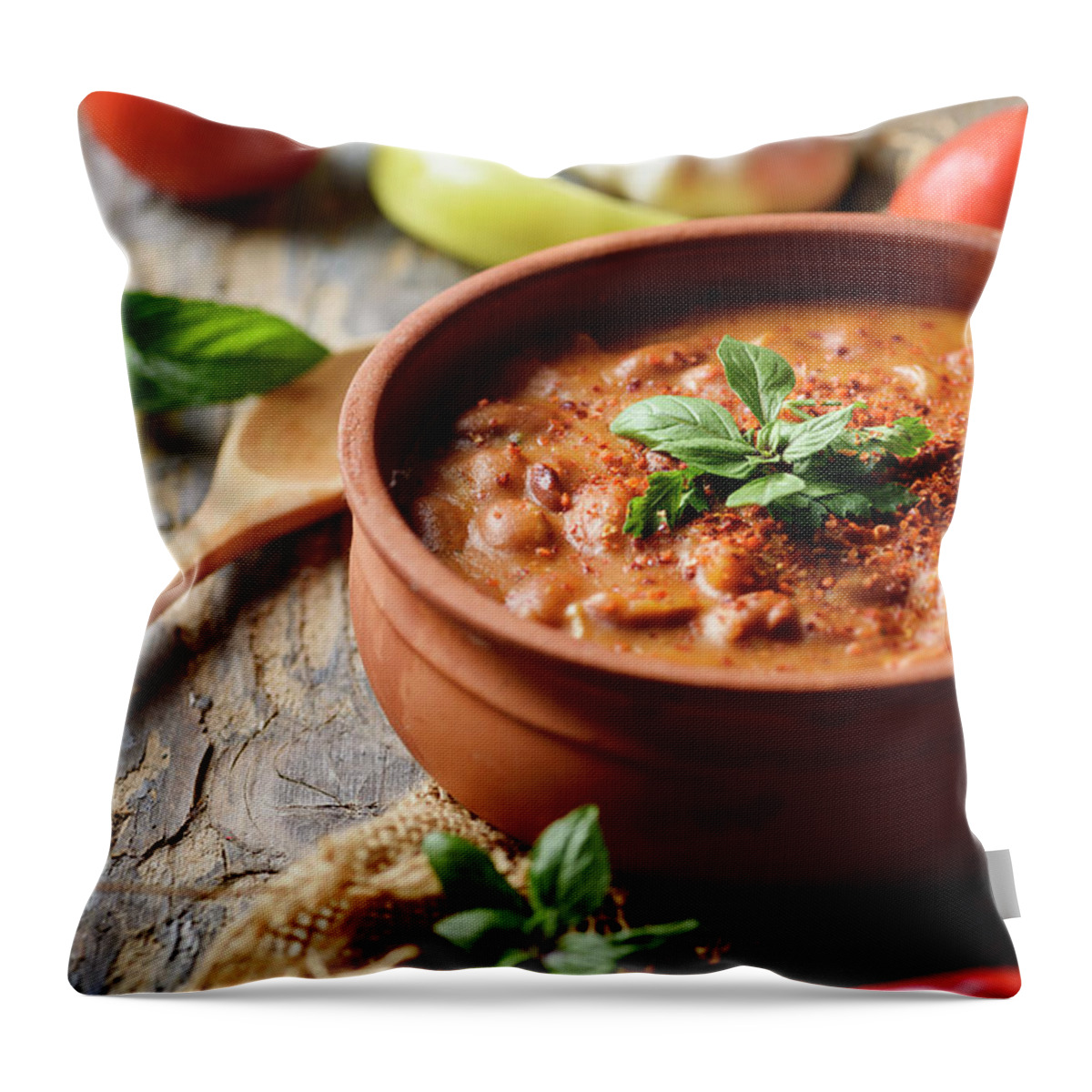 Beans Throw Pillow featuring the photograph Baked Beans #1 by Jelena Jovanovic
