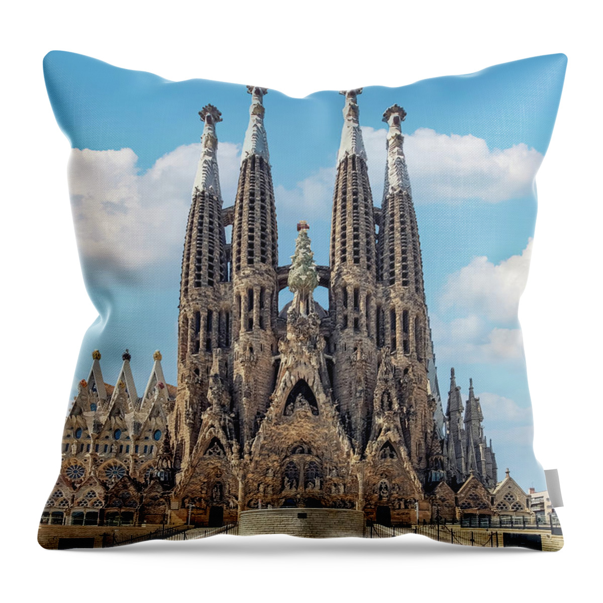 Architect Throw Pillow featuring the photograph Basilica de la Sagrada Familia #1 by Manjik Pictures