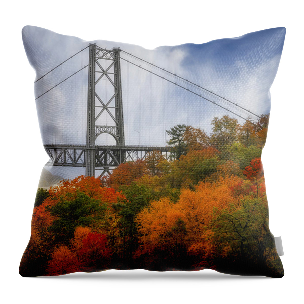 Bear Mountain Throw Pillow featuring the photograph Bear Mountain Bridge #1 by Susan Candelario