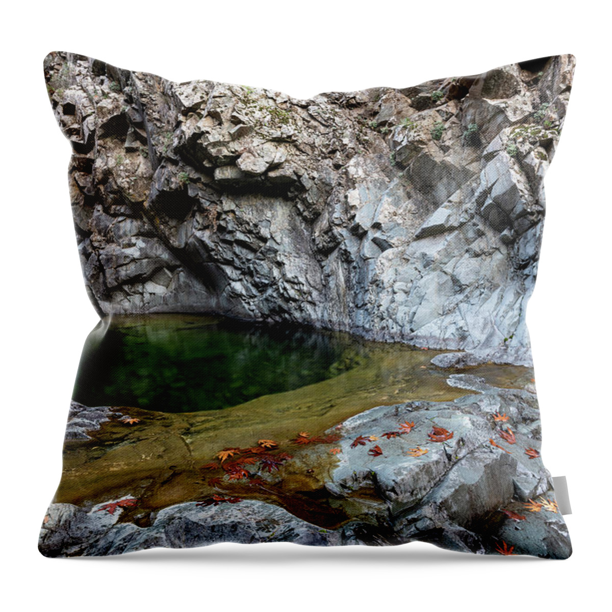 River Throw Pillow featuring the photograph Beautiful waterfall splashing in the canyon Troodos Cyprus #1 by Michalakis Ppalis
