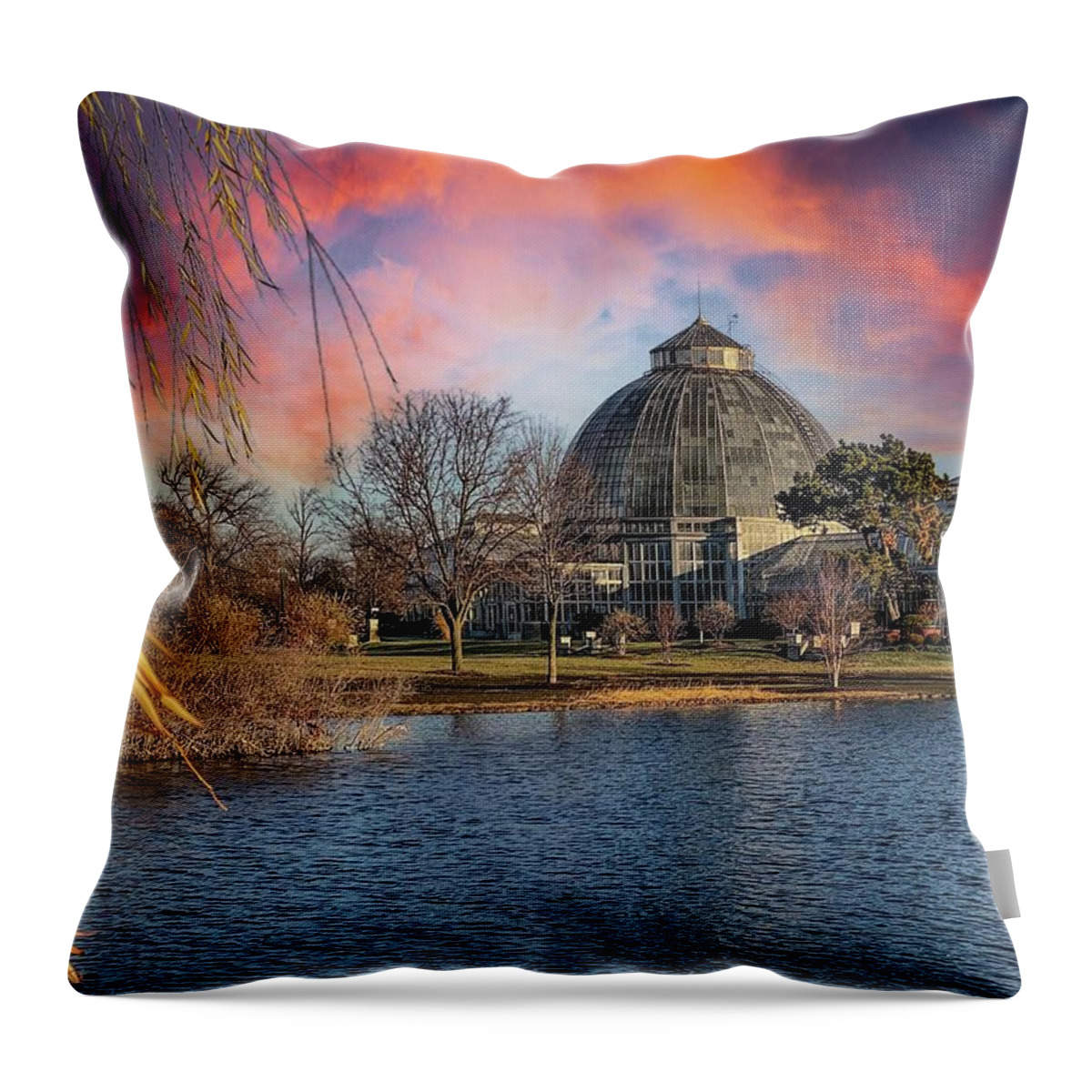 Detroit Throw Pillow featuring the photograph Belle Isle Conservatory SKY IMG_6787 #1 by Michael Thomas