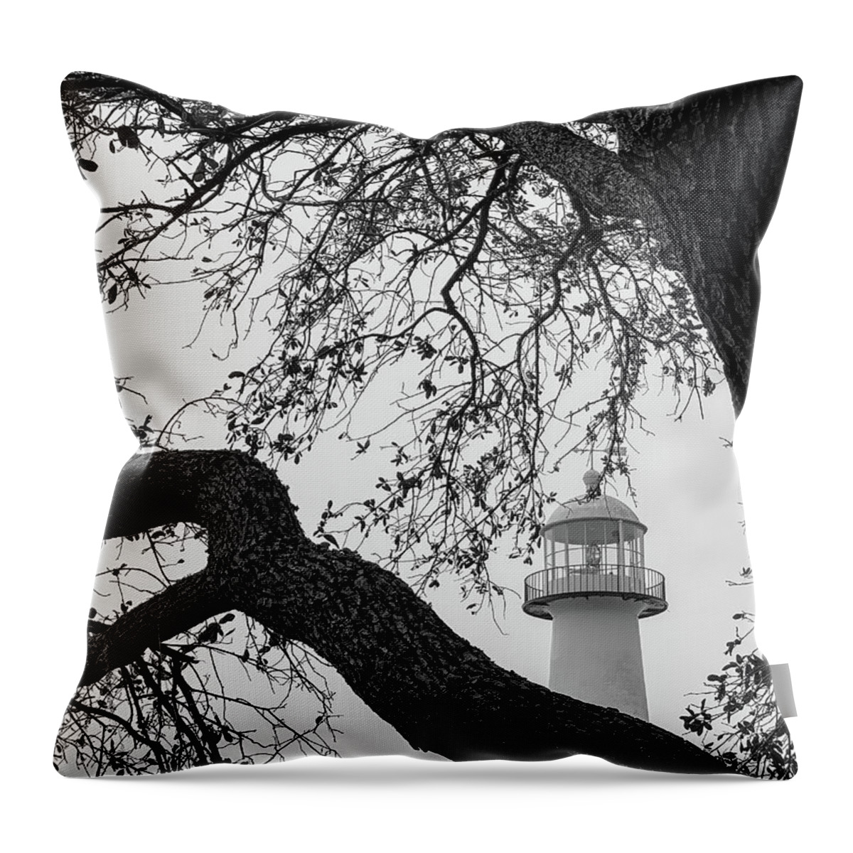 Biloxi Throw Pillow featuring the photograph Biloxi Lighthouse, Biloxi, Mississippi #1 by Dawna Moore Photography