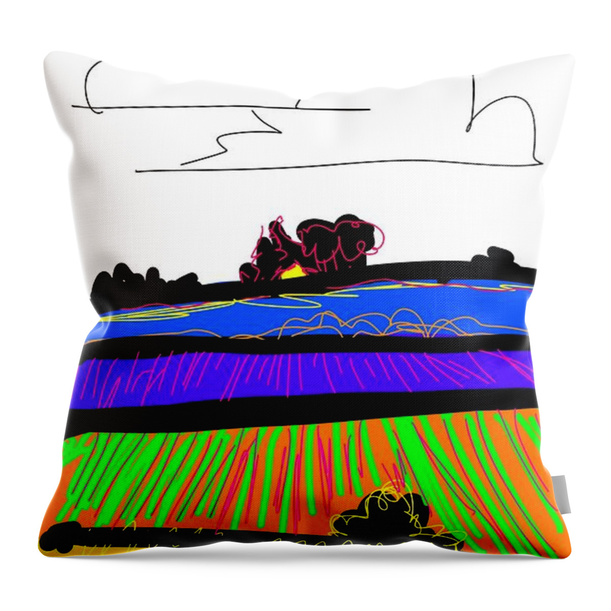  Throw Pillow featuring the painting Blue and Gold Hills #1 by Madeline Dillner