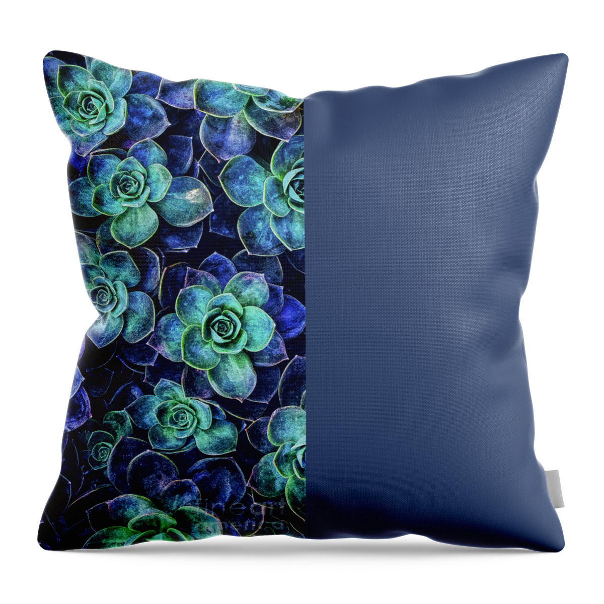 Blue Throw Pillow featuring the digital art Blue And Green Abstract Art by Phil Perkins