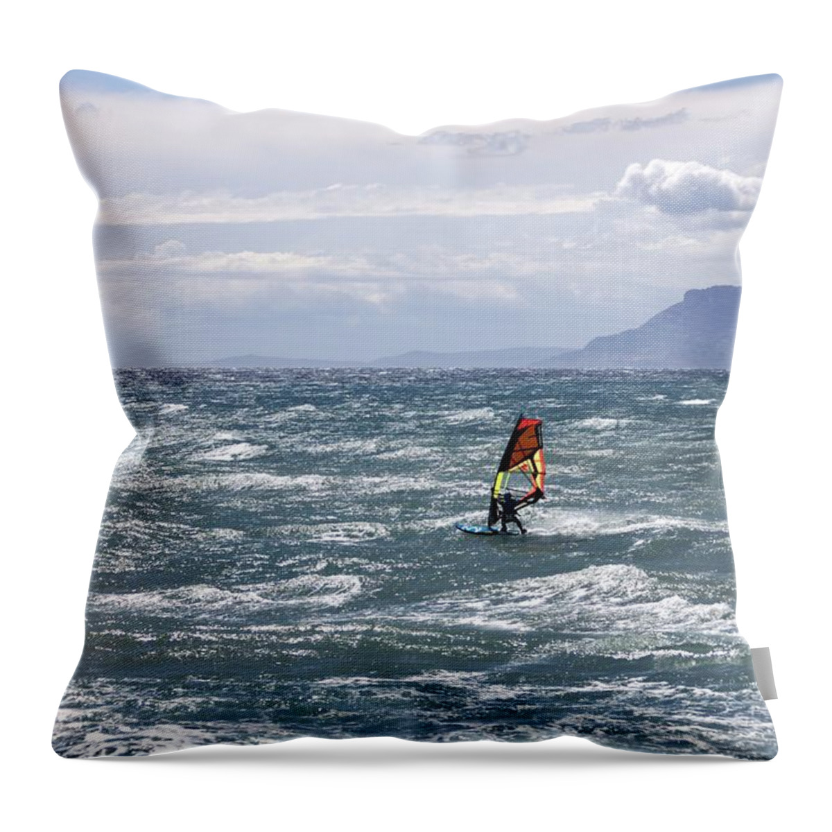 Windsurf Throw Pillow featuring the photograph Bordighera, maggio 2016. #1 by Marco Cattaruzzi