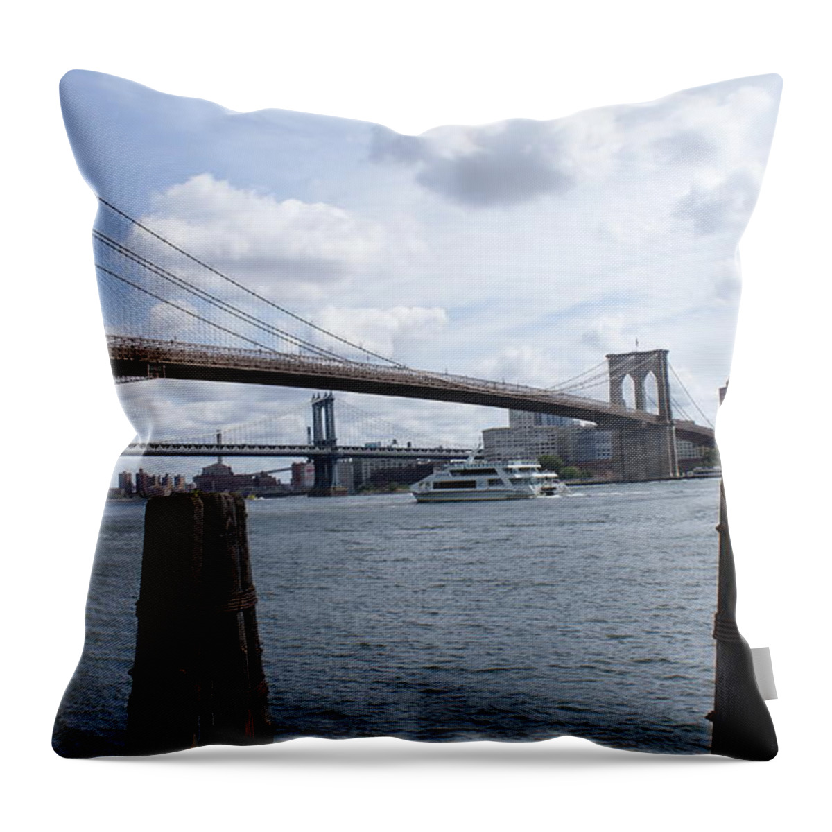 Brooklyn Bridge Throw Pillow featuring the photograph Brooklyn Bridge #1 by Nicholas Small