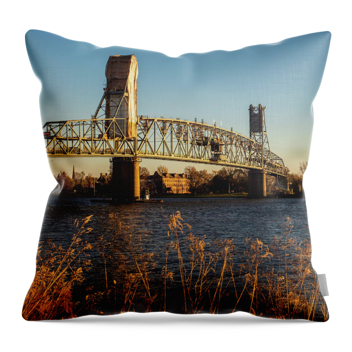 Bristrol Throw Pillow featuring the photograph Burlington Bristol Bridge #1 by Louis Dallara