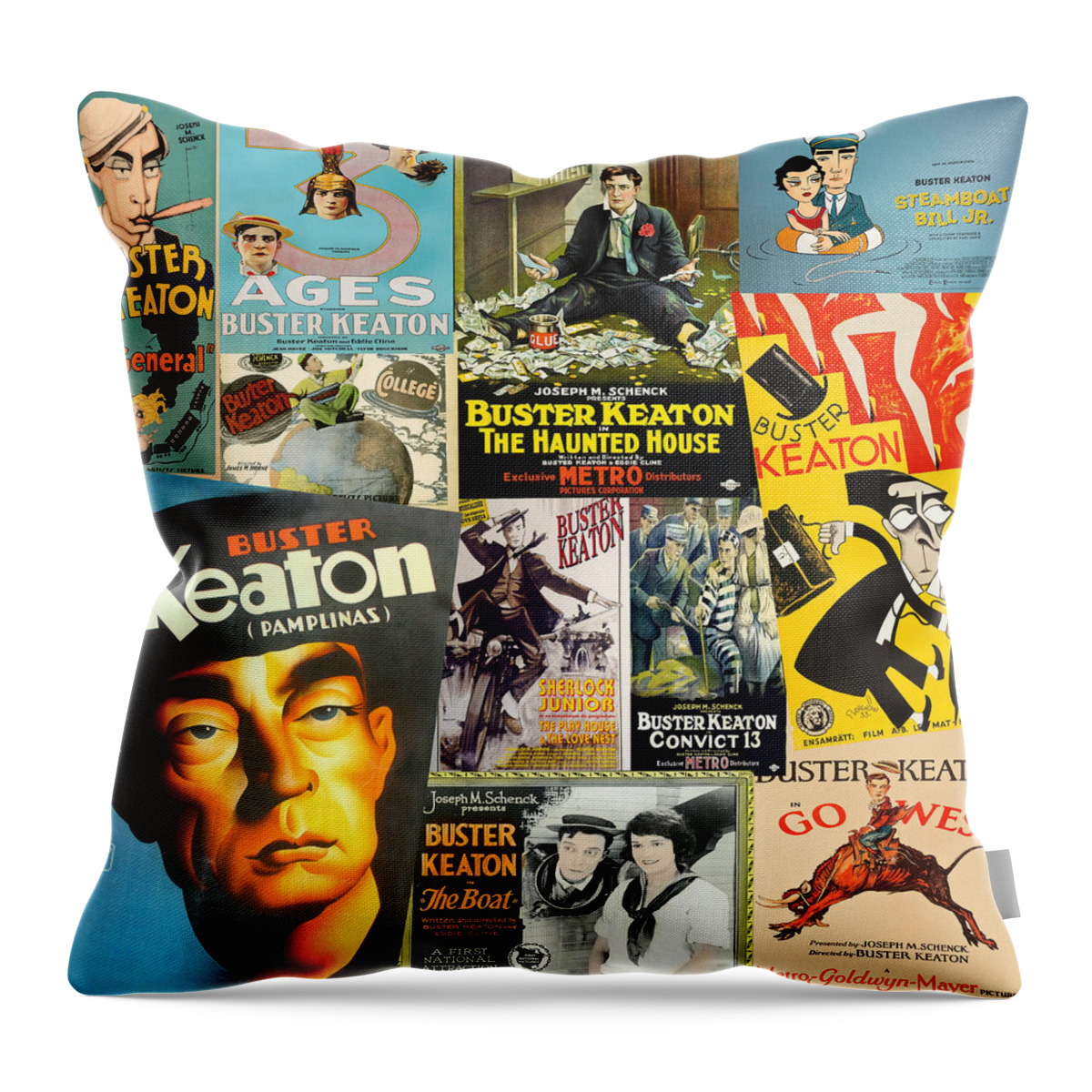 Buster Keaton Throw Pillow featuring the photograph Buster Keaton #1 by Andrew Fare